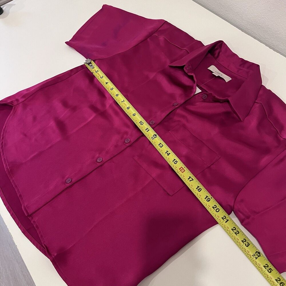 Loft Women’s Boxy Oversized Pink Button Up Shirt Small - Picture 7 of 8